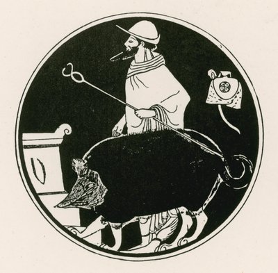 Hermész és az álarcos kutya (metszet) alkotó: English School