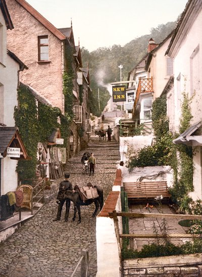 High Street, Clovelly (kézzel színezett fotó) alkotó: English School