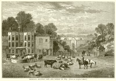 Highgate Archway Gate és Tavern 1825-ben alkotó: English School