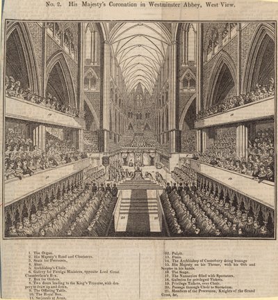 Őfelsége koronázása a Westminster Abbeyben, West View alkotó: English School