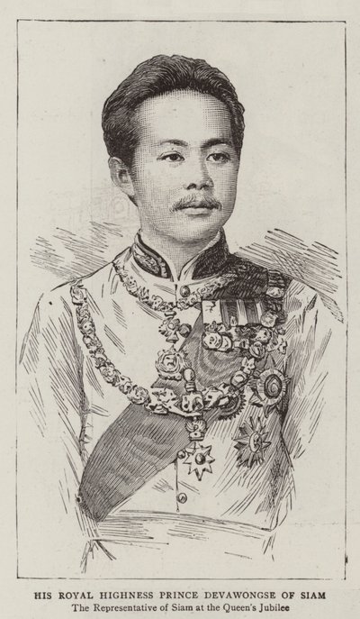 Ő Királyi Fensége Devawongse sziámi herceg (metszet) alkotó: English School