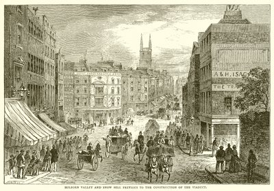 Holborn-völgy és Snow Hill a viadukt építése előtt alkotó: English School