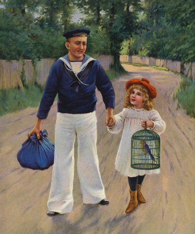 Újra otthon (színes litográfia) alkotó: English School