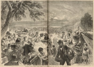 Hajléktalan polgárok táboroztak a Michigan-tó partján, a Lincoln Park közelében alkotó: English School