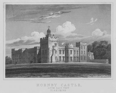Hornby Castle, Südostansicht, Yorkshire (Gravur) von English School