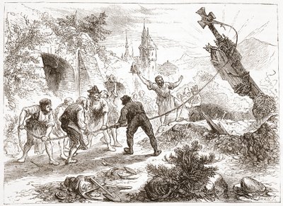 Hottinger megsemmisíti a képet, illusztráció: A protestantizmus története James Aitken Wylie (1808-1890), pub. 1878 alkotó: English School