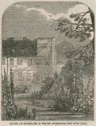 A londoni Highgate-i ház, amelyben Samuel Coleridge, a költő meghalt alkotó: English School