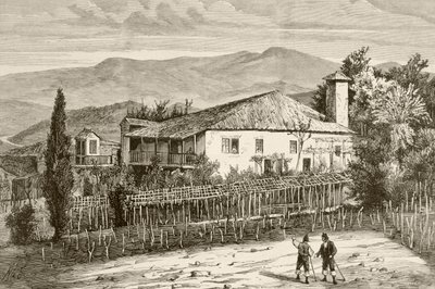 Ház Casdemiróban, Galicia, Spanyolország (litho) alkotó: English School