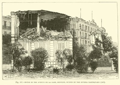 Ház az Avenue de la Gare-n, Mentone, a Riviera földrengés tönkretette, 1887 alkotó: English School