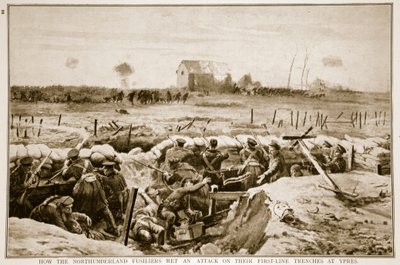 Hogyan találkoztak a Northumberland Fusiliers támadásai az első vonalbeli lövészárkaikkal Ypresnél, 1914-1919 alkotó: English School