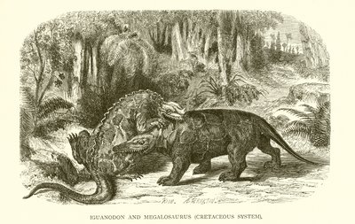 Iguanodon és Megalosaurus, kréta rendszer alkotó: English School