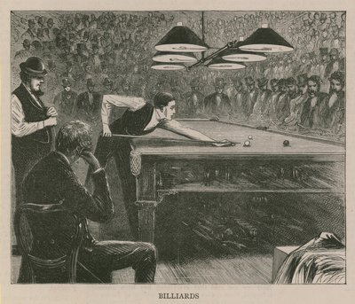 Biliárdozó férfiakat ábrázoló illusztráció alkotó: English School