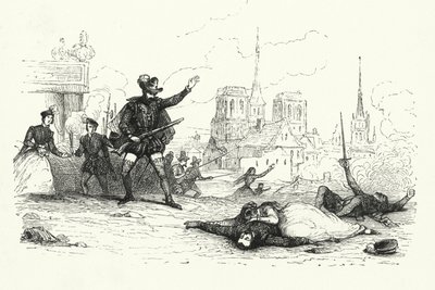 Illusztráció a Les Huguenots-hoz, Giacomo Meyerbeer (metszet) alkotó: English School