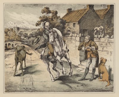 Illusztráció William Cowper The Diverting History of John Gilpin című művéhez (színes litográfia) alkotó: English School