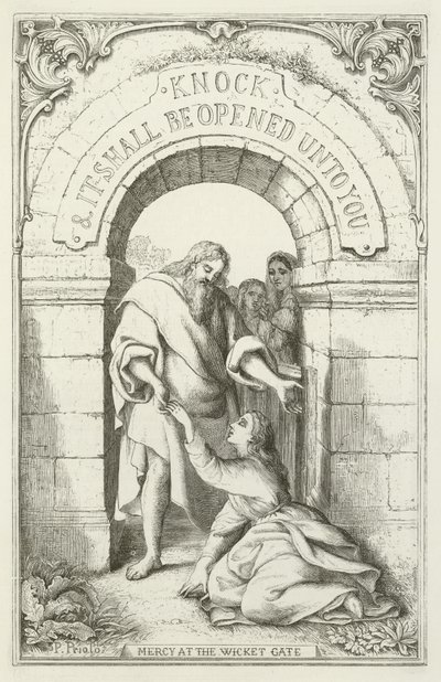 Illusztráció a zarándokok fejlődéséhez, John Bunyantól alkotó: English School