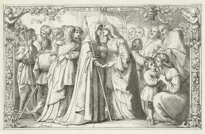 Illusztráció a zarándokok fejlődéséhez, John Bunyantól alkotó: English School