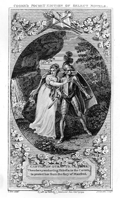 Illusztráció az otrantói várból, Horace Walpole, 1765 alkotó: English School