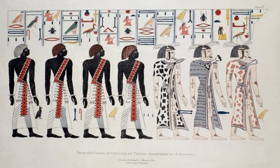 Illusztráció a thébai királysírokból, felfedezte G. Belzoni, 1820-ban megjelent nyomtatvány alkotó: English School