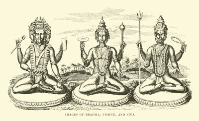 Brahma, Visnu és Siva képei alkotó: English School