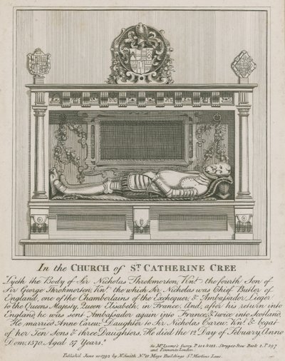 A St Catherine Cree templomban Sir Nicholas Throkmorton holtteste fekszik alkotó: English School
