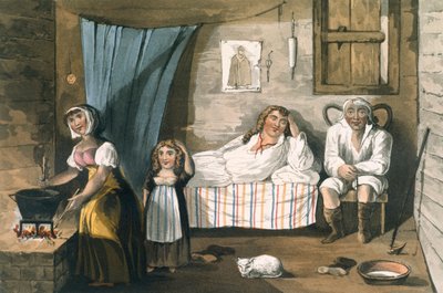Inside a Cottage, A festői körút az angol tavakhoz című filmből, T.H. Fielding és J. Walton, R. Ackermann, London, 1821 (kézzel színezett akvatinta) alkotó: English School