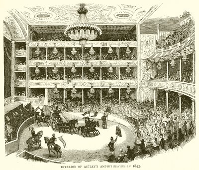 Az Astleys Amfiteátrum belseje 1843-ban alkotó: English School