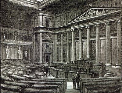 A bécsi parlamenti épületek belseje a „Szabadidő órából”, 1891 alkotó: English School