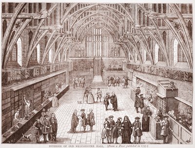 Az Old Westminster Hall belseje, egy 1797-ben megjelent nyomtatványból alkotó: English School