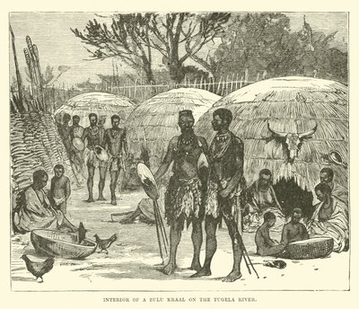 Egy Zulu Kraal belseje a Tugela folyón alkotó: English School