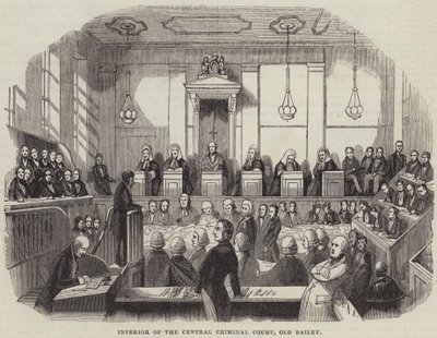 A Központi Büntetőbíróság belseje, Old Bailey (metszet) alkotó: English School