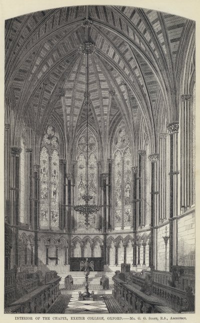 A kápolna belseje, Exeter College, Oxford (metszet) alkotó: English School