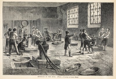 A pénzverde belseje, 1820 körüli rajzból alkotó: English School