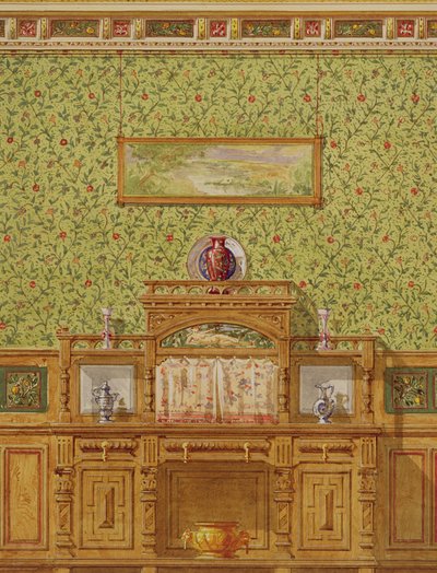 Belső tálalószekrény, 1870-es évek (wc papíron) alkotó: English School