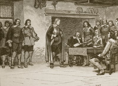 Interjú Charles és Denbigh grófja között, a Cassells Illustrated History of England illusztrációja (szépia fotó) alkotó: English School