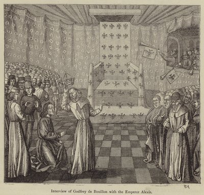 Godfrey de Bouillon interjúja Alexis császárral (metszet) alkotó: English School