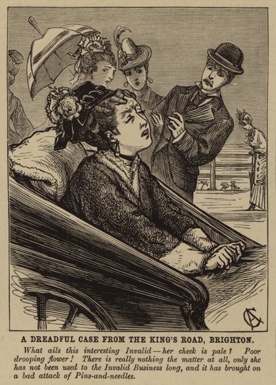 Érvénytelen nő tű- és tűrohamot szenvedett Brightonban (metszet) alkotó: English School