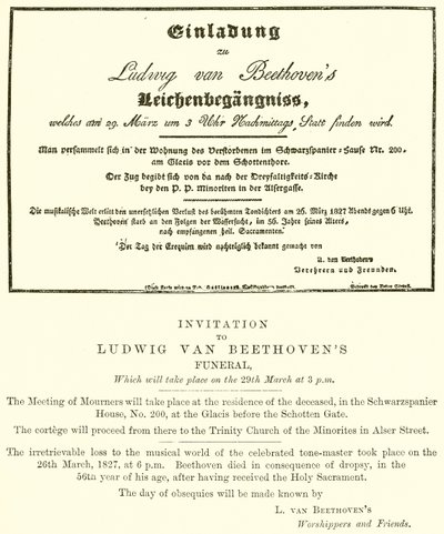 Meghívó Beethoven temetésére alkotó: English School
