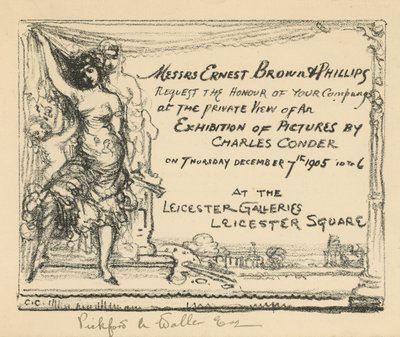 Meghívó Charles Conder munkáiból rendezett kiállításra alkotó: English School
