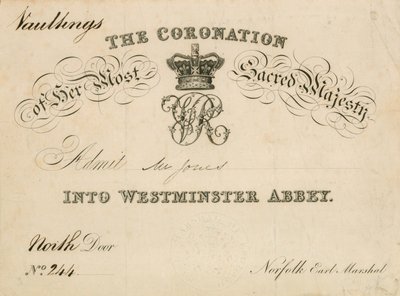 Meghívó Legszentebb Felsége koronázására a Westminster Abbeyben, 1838. június 28. alkotó: English School