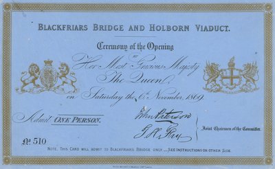 Meghívó a Blackfriars Bridge és a Holborn-viadukt megnyitására alkotó: English School
