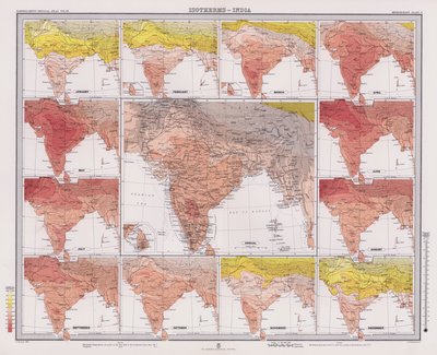 Izotermák, India (színes litográfia) alkotó: English School