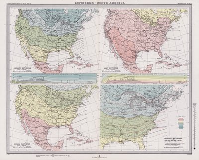 Izotermák, Észak-Amerika (színes litográfia) alkotó: English School