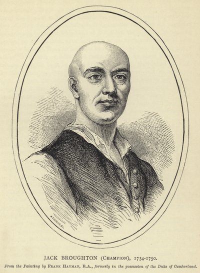 Jack Broughton, bajnok, 1734-1750, Frank Hayman, RA festményéből, korábban Cumberland hercegének birtokában alkotó: English School