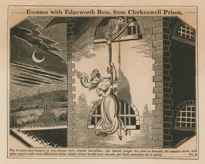 Jack Sheppard Edgeworth Bess-szel együtt megszökik a Clerkenwell börtönből alkotó: English School