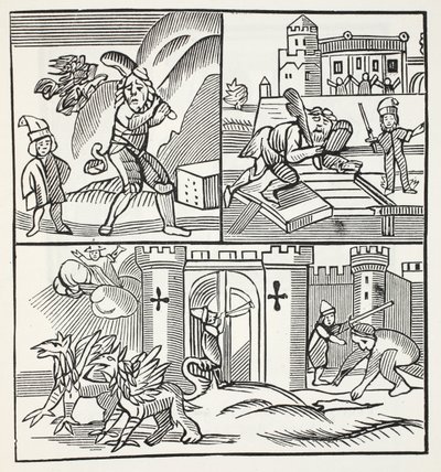 Jack és az óriások, illusztráció a Chap-books of the Eighteenth Century-ből, John Ashton, pub. 1882 alkotó: English School