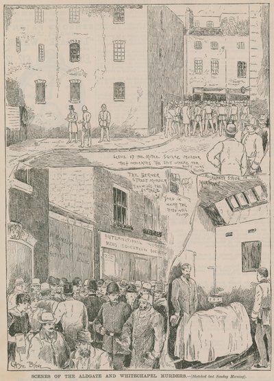 Hasfelmetsző Jack: Az Aldgate- és Whitechapel-gyilkosságok jelenetei alkotó: English School