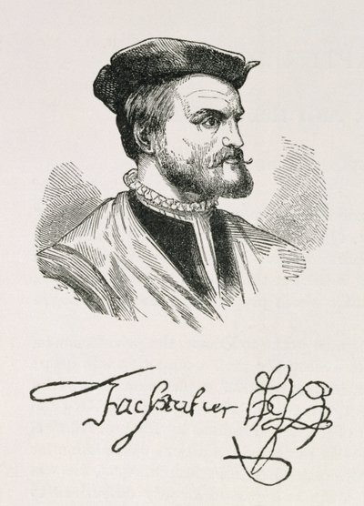 Jacques Cartier (1491-1557) illusztrációja az „Amerika narratív és kritikai története” IV. kötetéből, 1886 alkotó: English School
