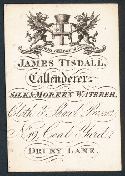 James Tisdall, Callenderer, Selyem és Moreen Waterer, kereskedelmi kártya alkotó: English School