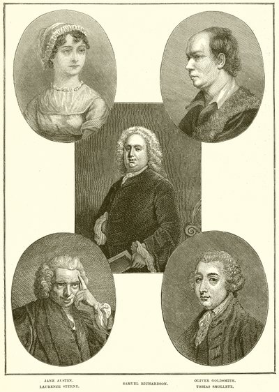Szereplők: Jane Austen, Laurence Stern, Samuel Richardson, Oliver Goldsmith, Tobias Smollett alkotó: English School