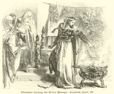 Jojakim égeti az isteni üzenetet, Jeremiás, xxxvi, 23 alkotó: English School